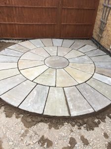 start of sandstone patio in oxford project